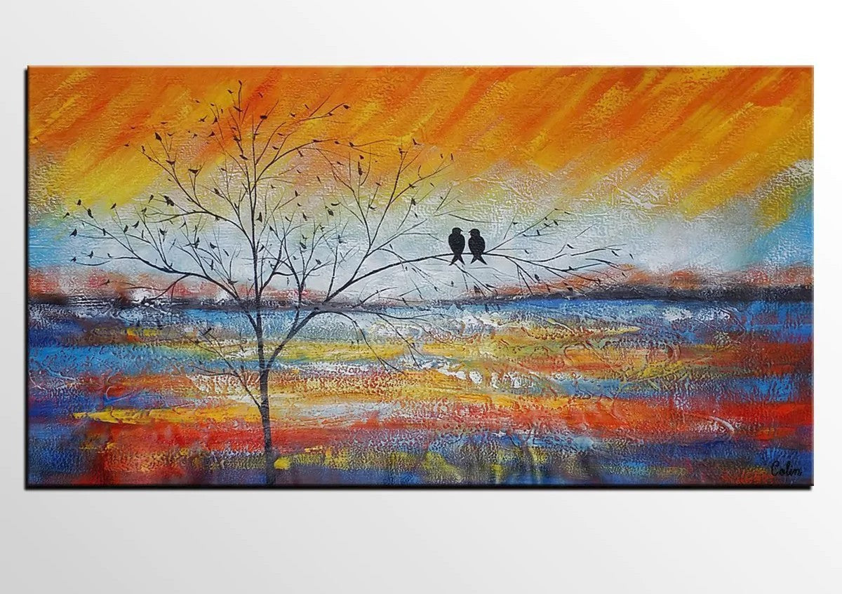 Acrylic Abstract Painting, Love Birds Painting, Living Room Wall Art Paintings, Custom Original Paintings, Acrylic Painting for Sale