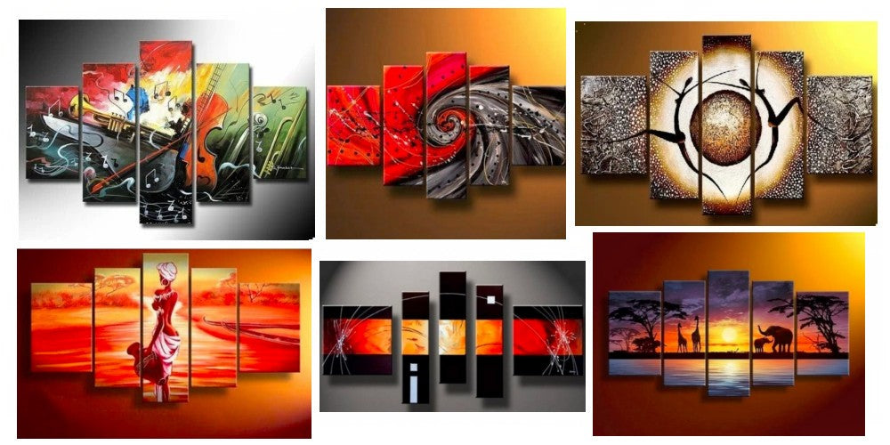 5 Piece Wall Art, Multiple Canvas Paintings, Modern Contemporary Paintings, Large Paintings for Living Room