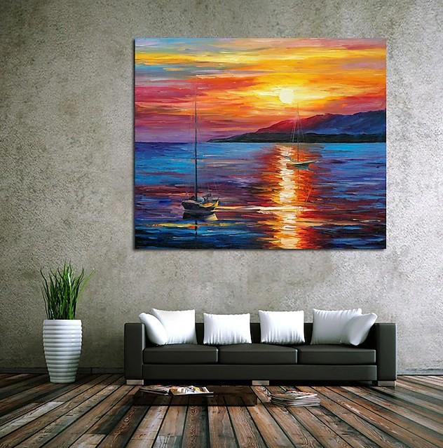 Colorful Landscape Painting, Sunset, Sunrise, Texture Painting