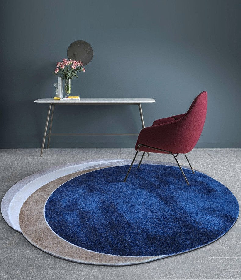 Large Rugs Under Sofa, Modern Rugs under Coffee Table, Modern Rugs in Bedroom, Round Modern Rugs in Dining Room, Blue Modern Area Rugs