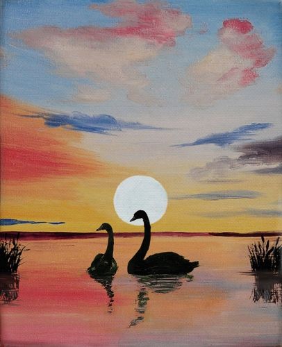 50 Easy DIY Acrylic Painting Ideas, Easy Landscape Painting Ideas for Beginners, Swan Painting, Simple Oil Painting Techniques