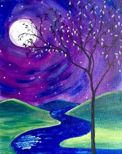 50 Easy DIY Acrylic Painting Ideas, Easy Landscape Painting Ideas for Beginners, Moon Tree Painting, Simple Oil Painting Techniques