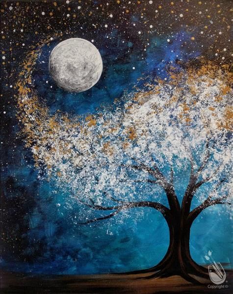 50 Easy DIY Oil Painting Ideas, Easy Landscape Painting Ideas for Beginners, Big Moon Tree Painting, Simple Acrylic Canvas Painting Techniques