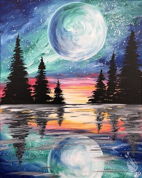 50 Easy DIY Oil Painting Ideas, Easy Landscape Painting Ideas for Beginners, Big Moon Night Sky Painting, Simple Acrylic Canvas Painting Techniques