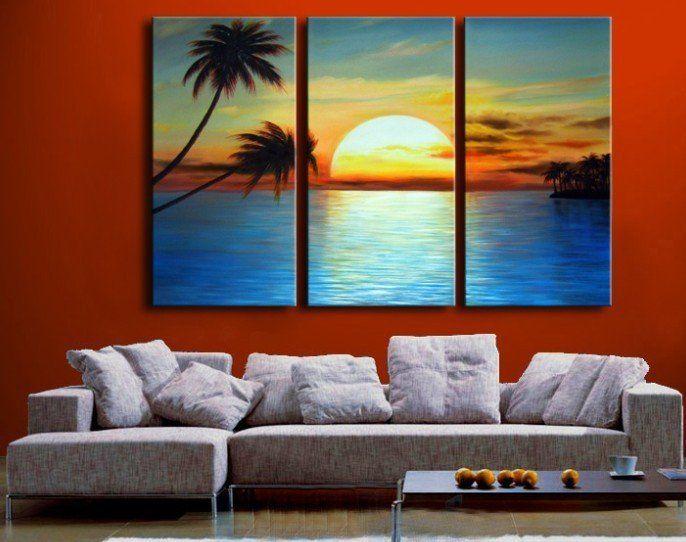 Landscape Painting Ideas, Sunrise Painting, 3 Piece Painting, Acrylic Painting on Canvas, Wall Art Paintings
