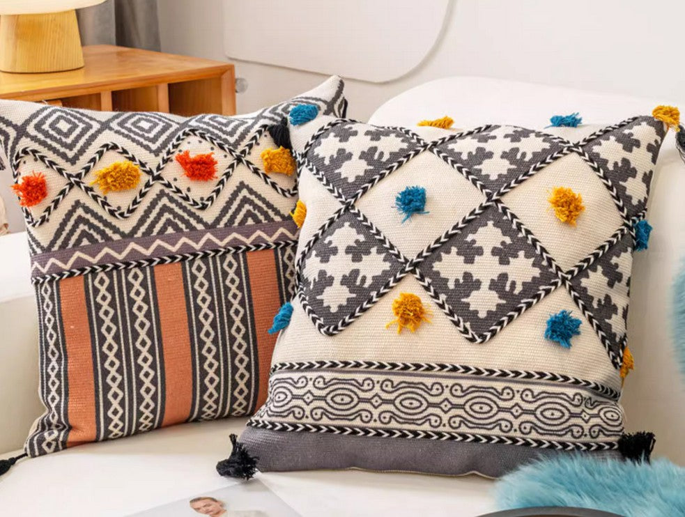 Geometric Modern Pillow Covers, Oriental Square Pillows for Bedroom, Bohemian Decorative Sofa Pillows, Decorative Throw Pillows for Couch