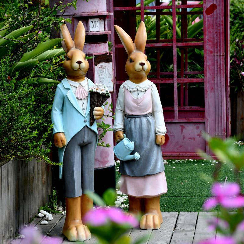 Extra Large Rabbit Couple Statue, Rabbit Statues, Animal Statue for Garden Ornament, Villa Courtyard Decor, Outdoor Decoration, Garden Ideas