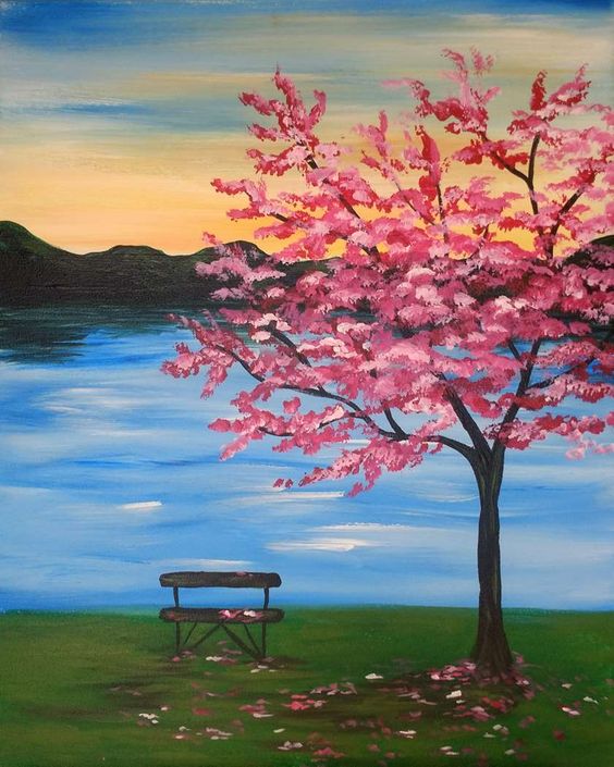 Easy Landscape Painting Ideas for Beginners, Easy Tree Painting Ideas, Simple Canvas Painting Ideas, Easy Modern Wall Art, Landscape Canvas Painting, Easy Acrylic Painting Ideas