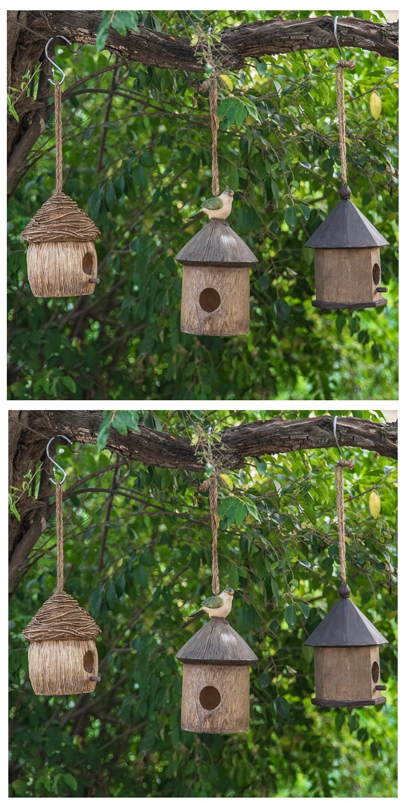 Bird House in the Garden, Resin Bird Nest for Garden Ornament, Lovely Birds House, Outdoor Decoration Ideas, Garden Ideas