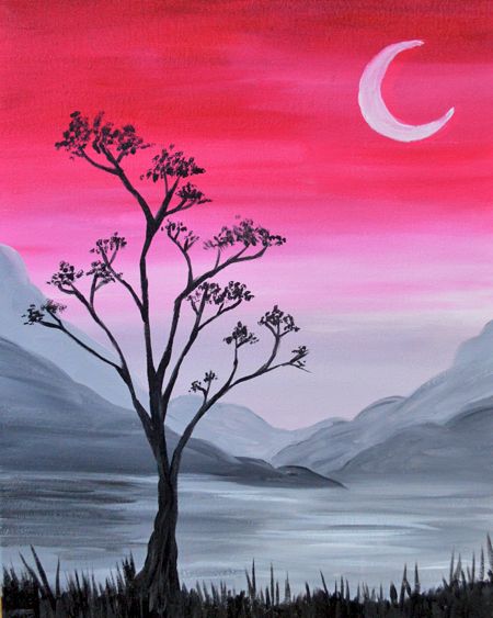 30 Easy Landscape Paintings, Simple Acrylic Painting Ideas, Easy