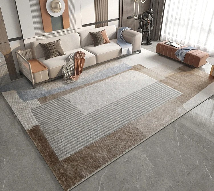 Living Room Contemporary Modern Rugs, Large Modern Area Rugs under Table, Modern Rugs in Dining Room Area, Large Geometric Carpets