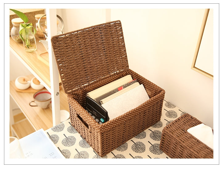 Woven Straw basket with Cover