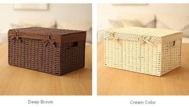 Woven Straw basket with Cover