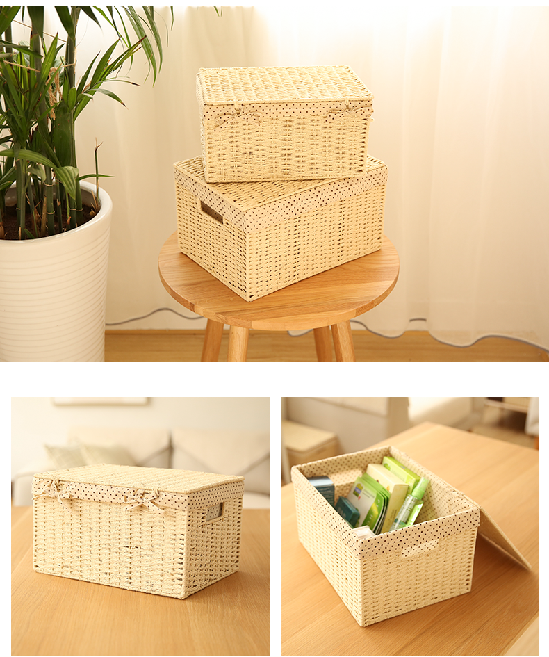 Woven Straw basket with Cover