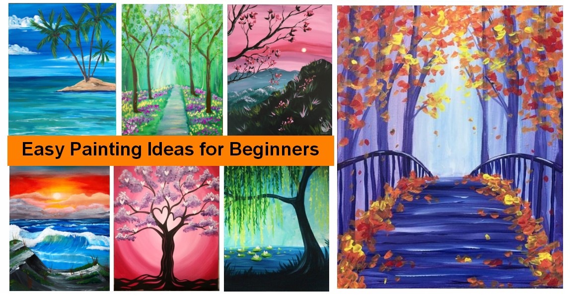 Acrylic Painting For Beginners Easy  Simple Forest Acrylic Painting on  Canvas 