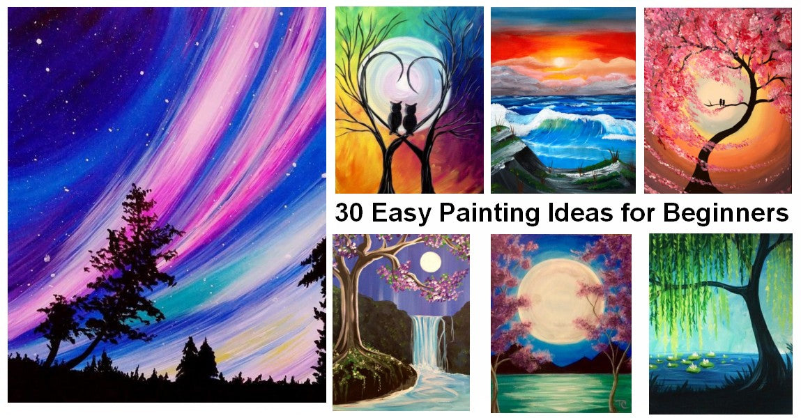 30 Easy Acrylic Painting Ideas for Beginners, Tree Paintings, Easy Landscape Painting Ideas for Beginners, Simple Canvas Painting Ideas for Kids, Easy Tree Paintings, Easy Abstract Paintings