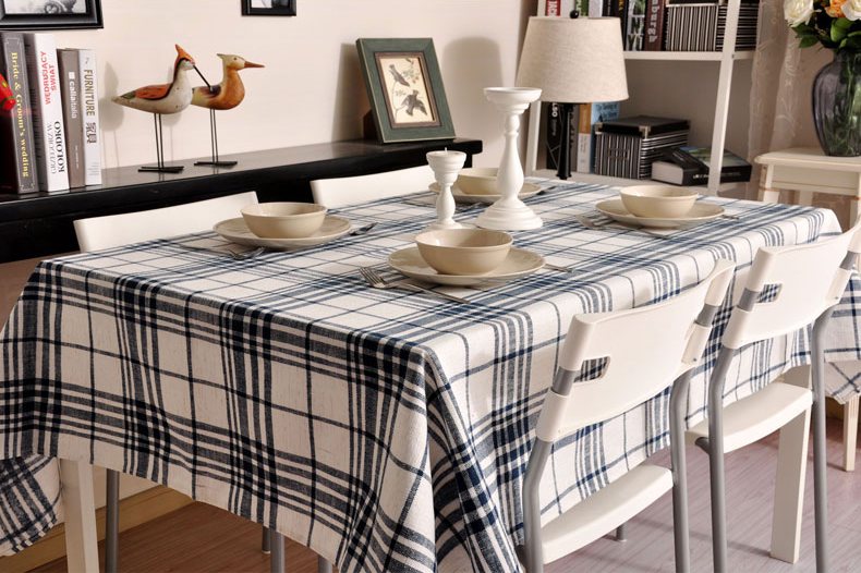 Blue Large Plaid Buffalo Check Tablecloth