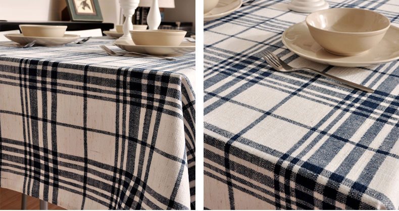 Blue Large Plaid Buffalo Check Tablecloth