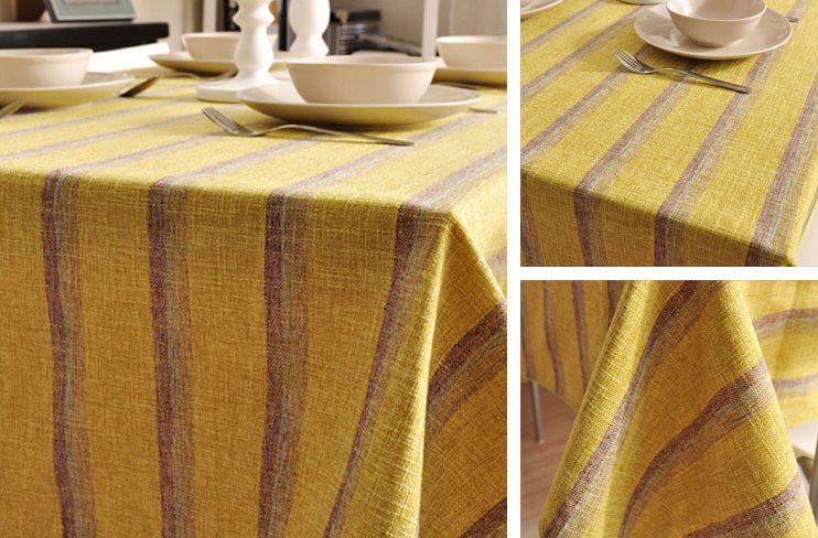 Green Stripe Linen Tablecloth