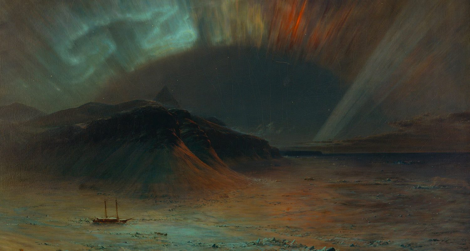 fine art painting of ocean and aurora borealis by francis church