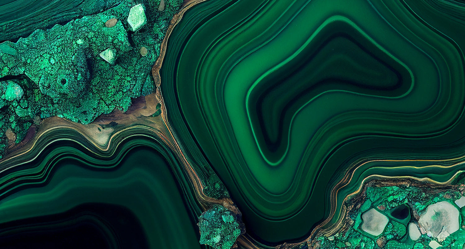 natural green malachite in its raw form