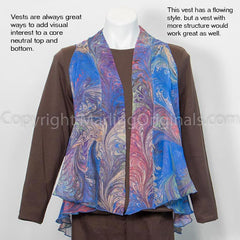 marbled silk vest over brown top and pants
