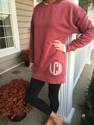 Monogrammed Comfort Colors Crewneck Sweatshirt Melodic Stitches