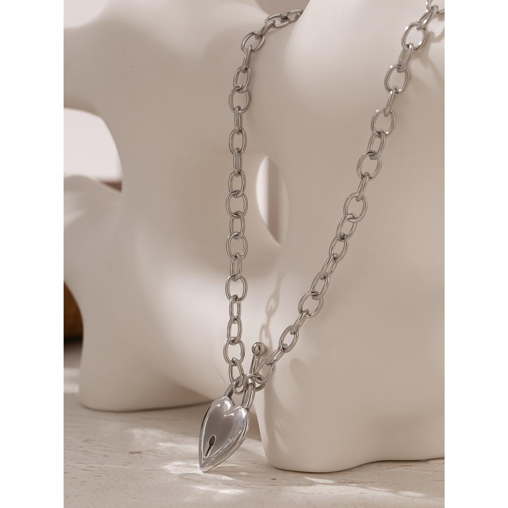 Heart Padlock Pendant Chain Necklace