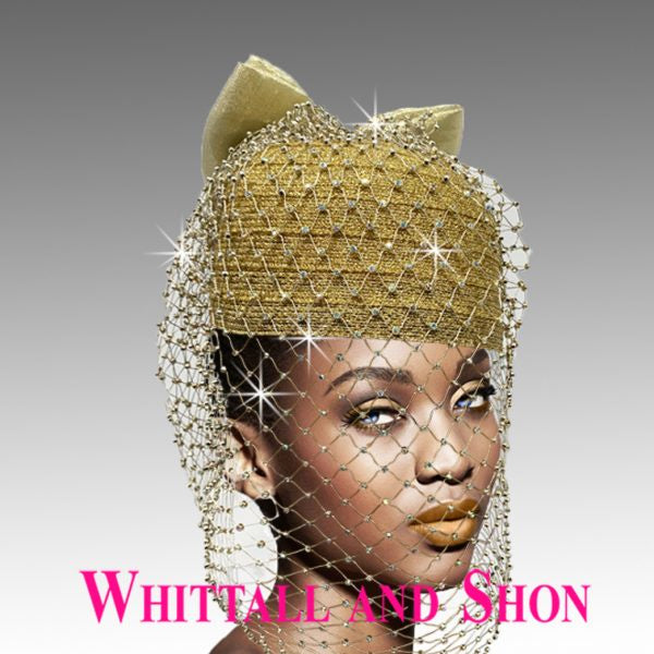 Whittall & Shon Gold AB Crystal Veil Bubble PillBox Hat 2889 Genie Sp