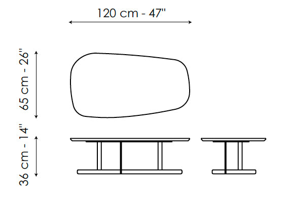 Bonaldo Kumo 120 Coffee Table, technical drawing