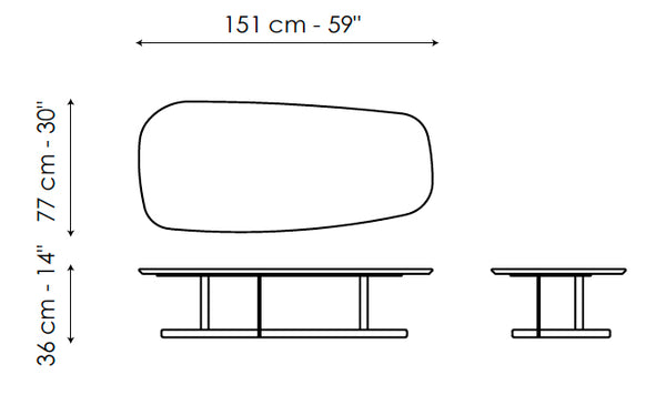 BONALDO Kumo 151 Coffee Table, technical drawing