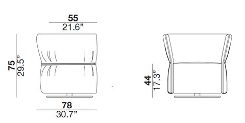 CIERRE Belt Armchair technical drawing