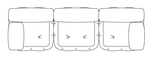 Cierre Option 3 Piece Modular Sofa, technical drawing
