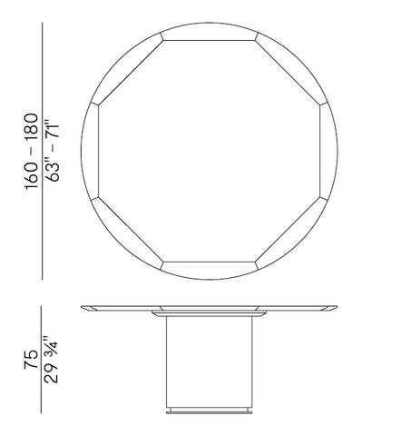 POTOCCO Otab Table technical drawing