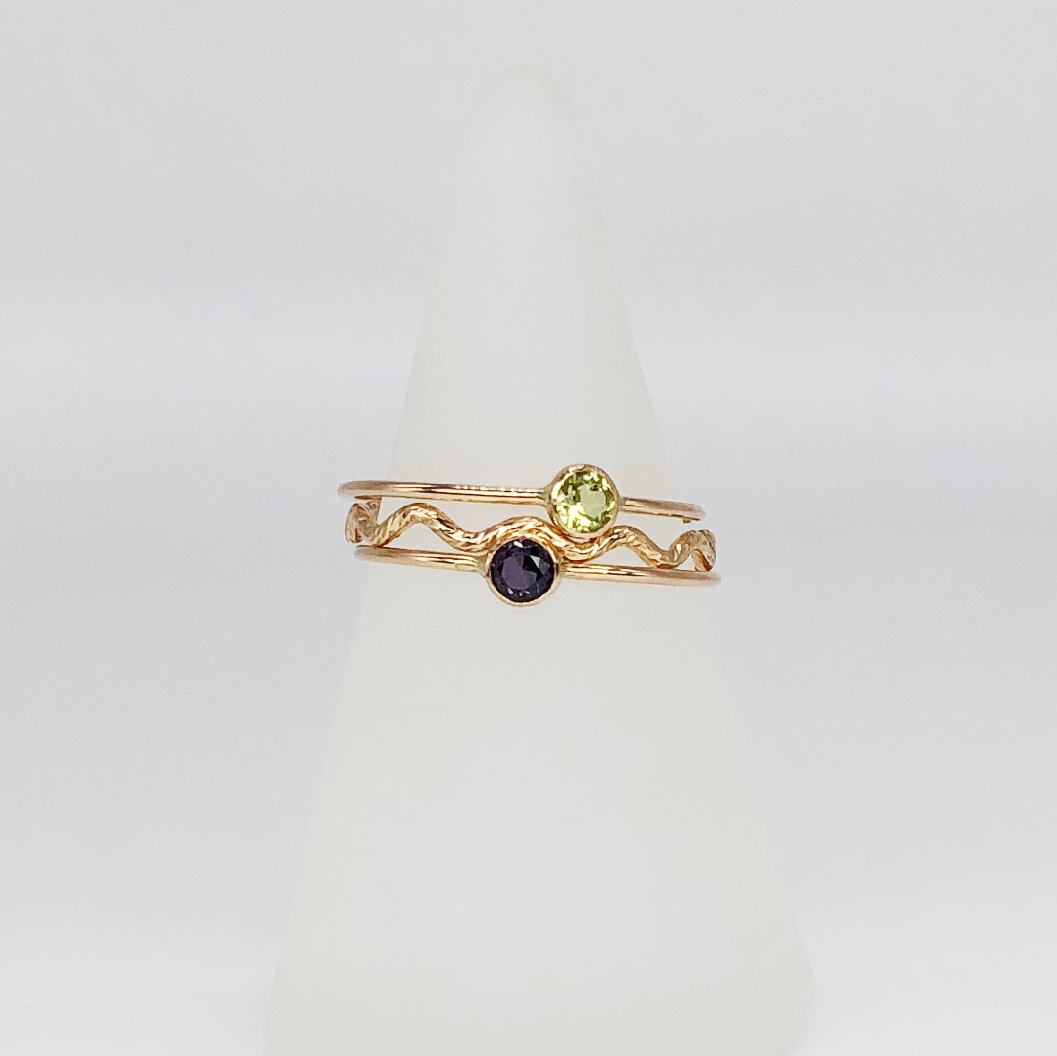 Wave Ring | 14kt Gold Filled Textured Zig Zag Ring | Spacer Ring for 3mm Stackable Gemstone Rings