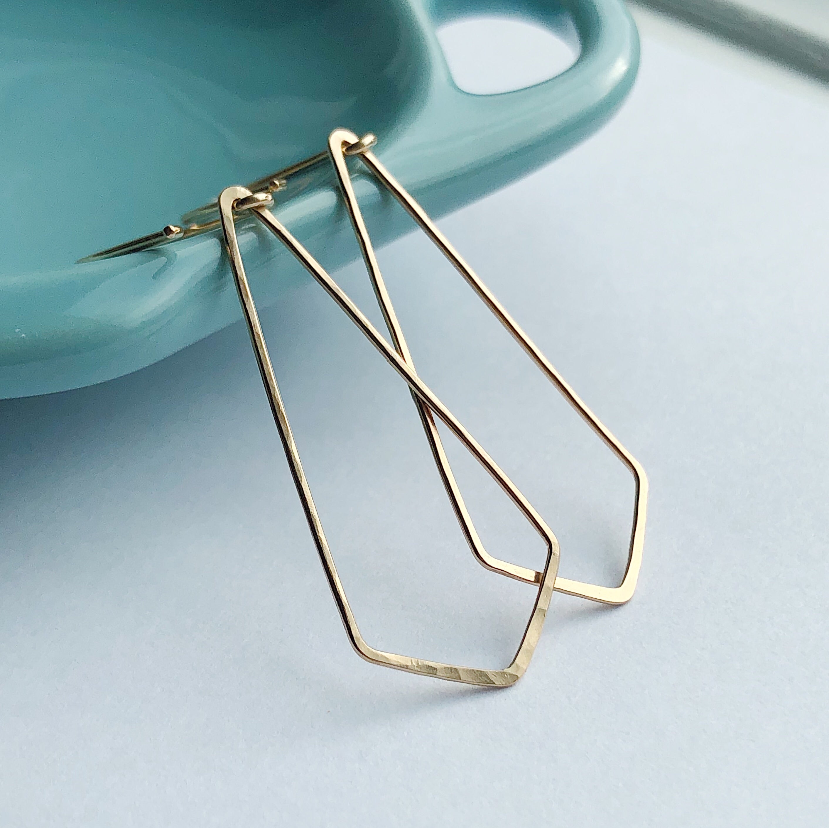 Deltoid Earrings | 14kt Gold Filled Hammered Deltoid Kite Shaped Earrings