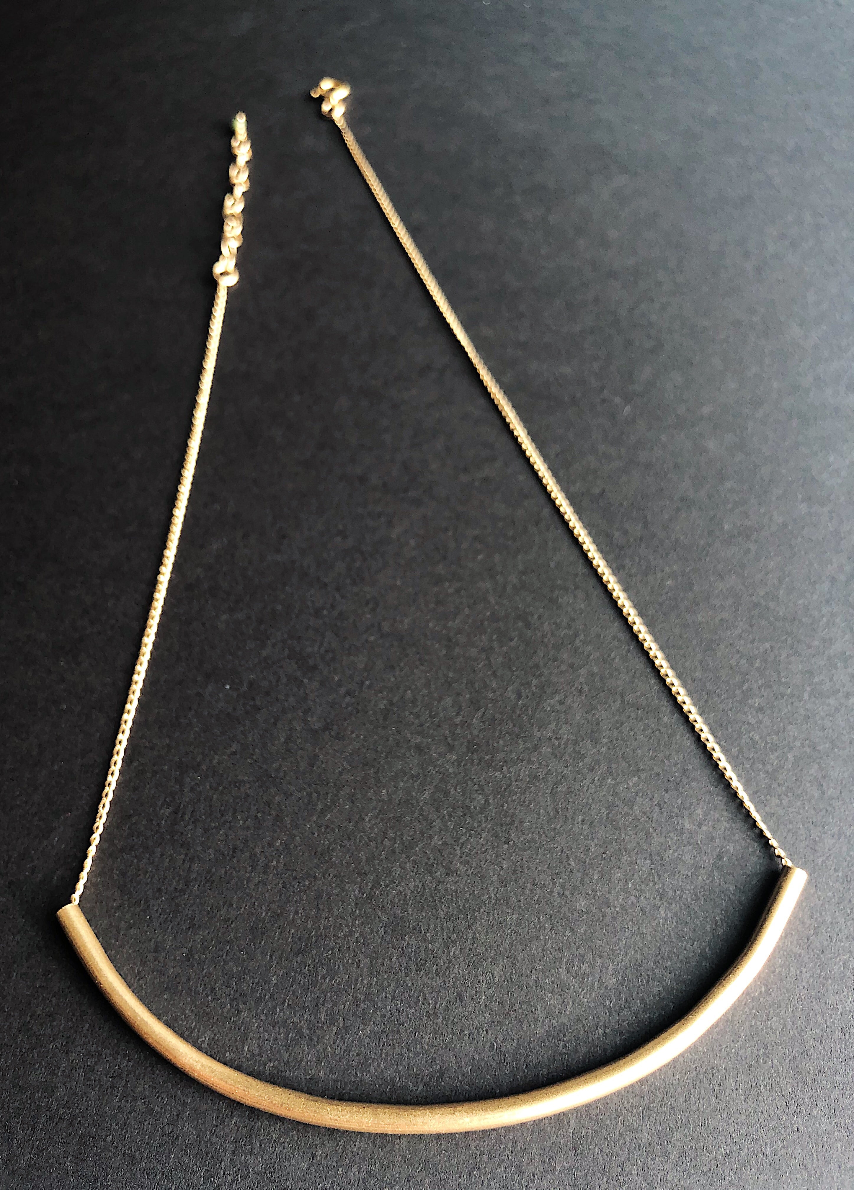 Crescent Collar Necklace | 14kt Gold Filled Curved Sliding Tube Pendant