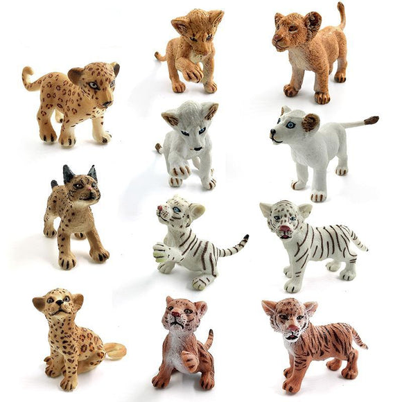 Wild Baby Cats Figurines Lion Tiger Leopard Panther Lynx Fun Montessori Toys