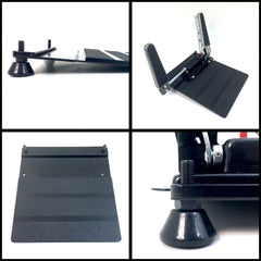 The AMM left foot pedal accelerator show with the portable plate for the standard accelerator pedal. This device eliminates the need for a very expensive electronic left foot accelerator and is a simple left foot gas device perfect for most people. This device can be used in multiple vehicles. 