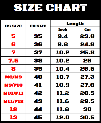 Sneakers Size Chart
