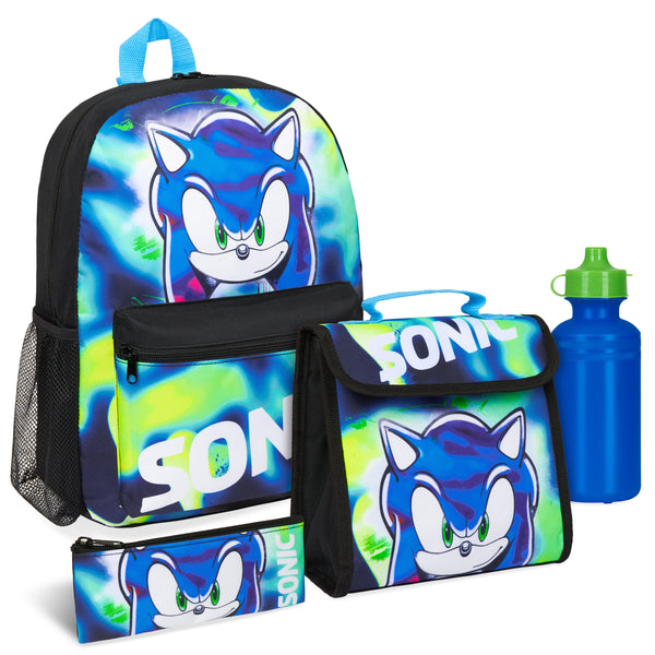 OM SUPPLIES Sonic The Hedgehog Sandwich Lunch Box 3 Multi Scomparti Bambini  Scuola Include Portachiavi Sonic