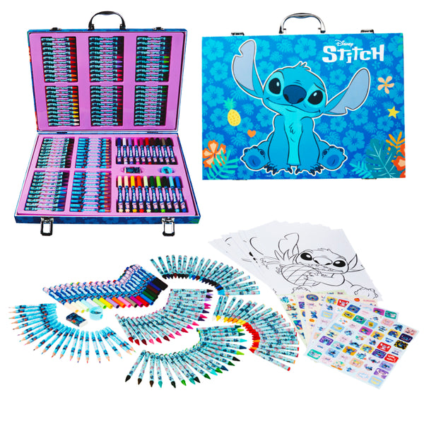 Disney Stitch Colouring Pencils for Kids Colouring Pens Crayons Art Supplies in Art Box Kids Colouring Sets 30 Plus Pieces Travel Case Stitch Gifts