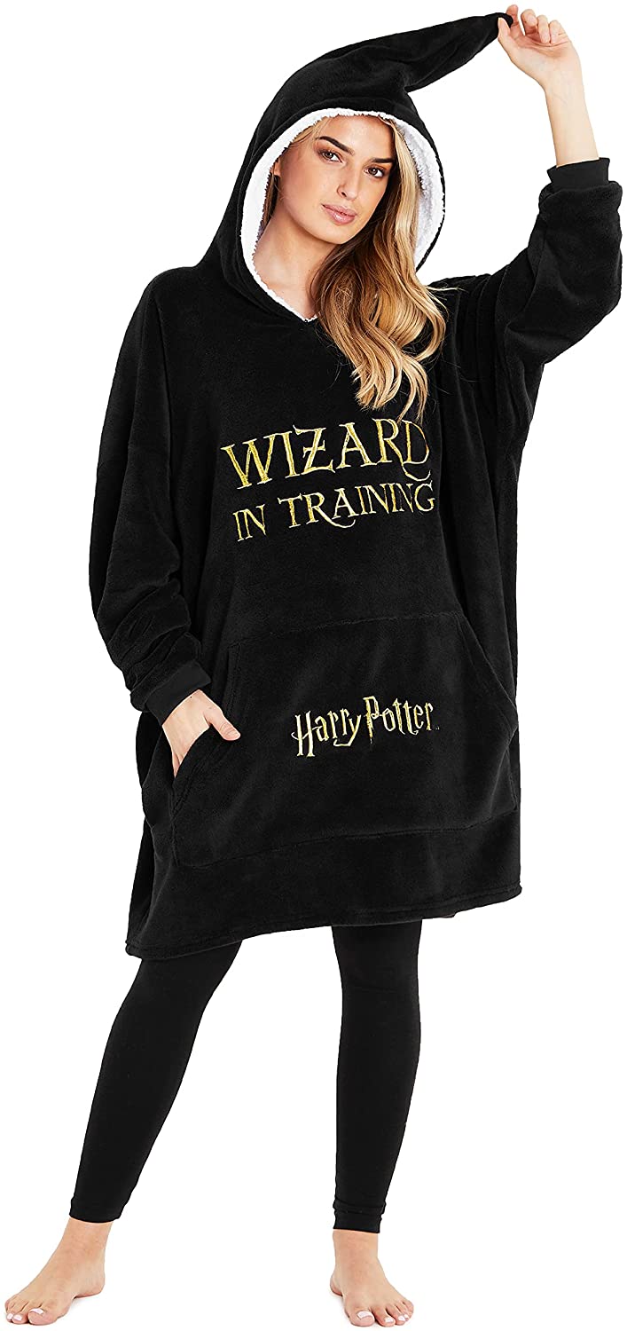 Harry Potter Black Hoodie Blanket Women, Fleece Oversized Sweatshirt