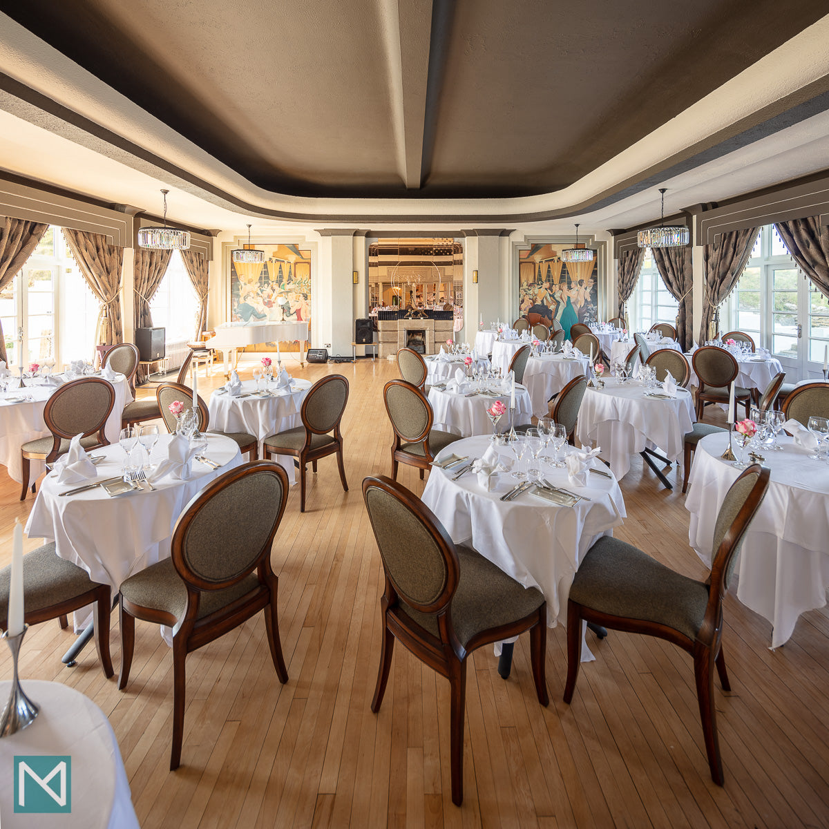 The ballroom at the Burgh Island Hotel