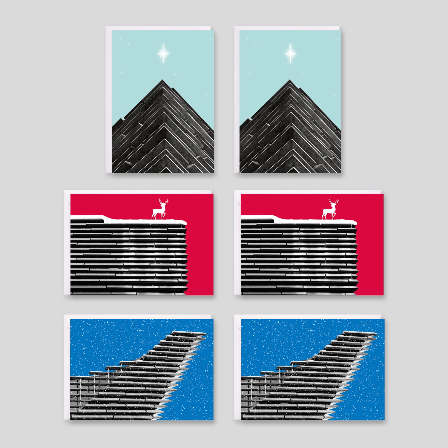 The finished V&A Dundee Christmas card designs