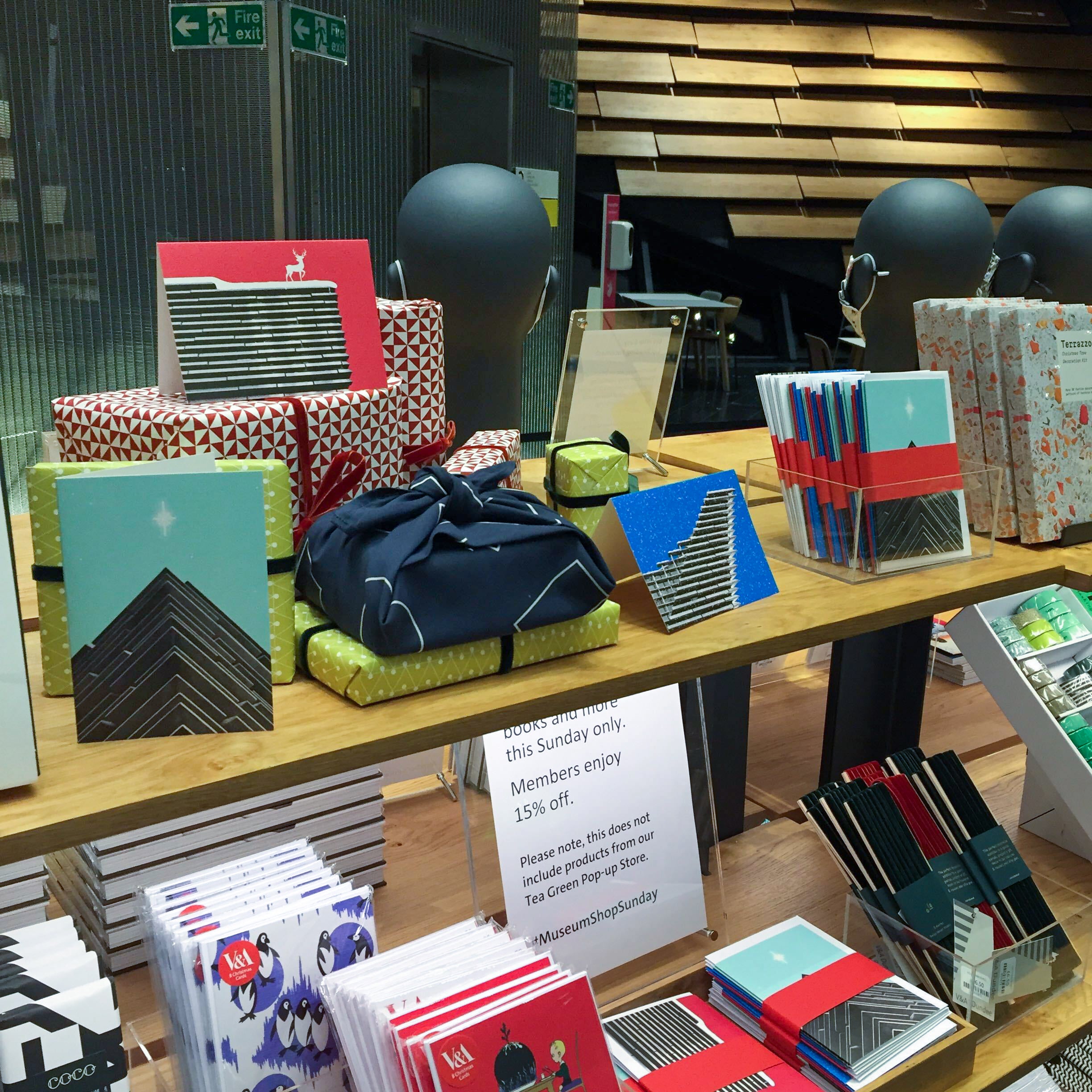 The V&A Dundee shop featuring Infromthestorm's bespoke greetings card designs