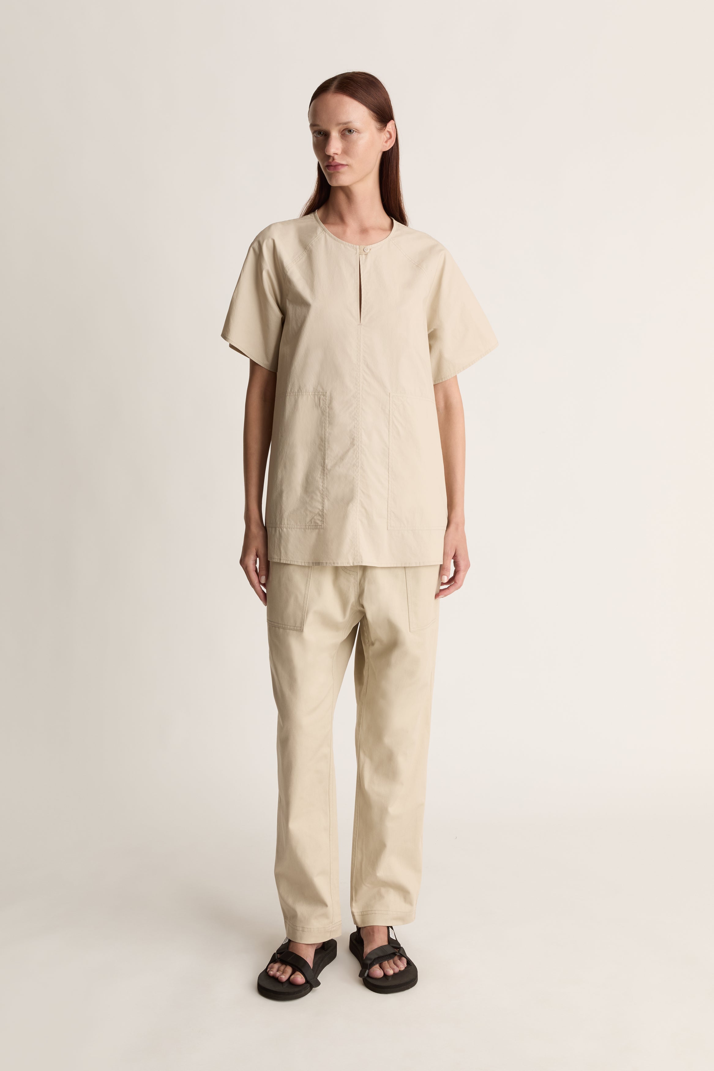 Lee Mathews Lm Poplin Tee In Dune