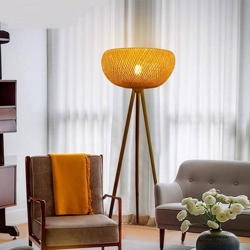 bamboo tripod floor lamp