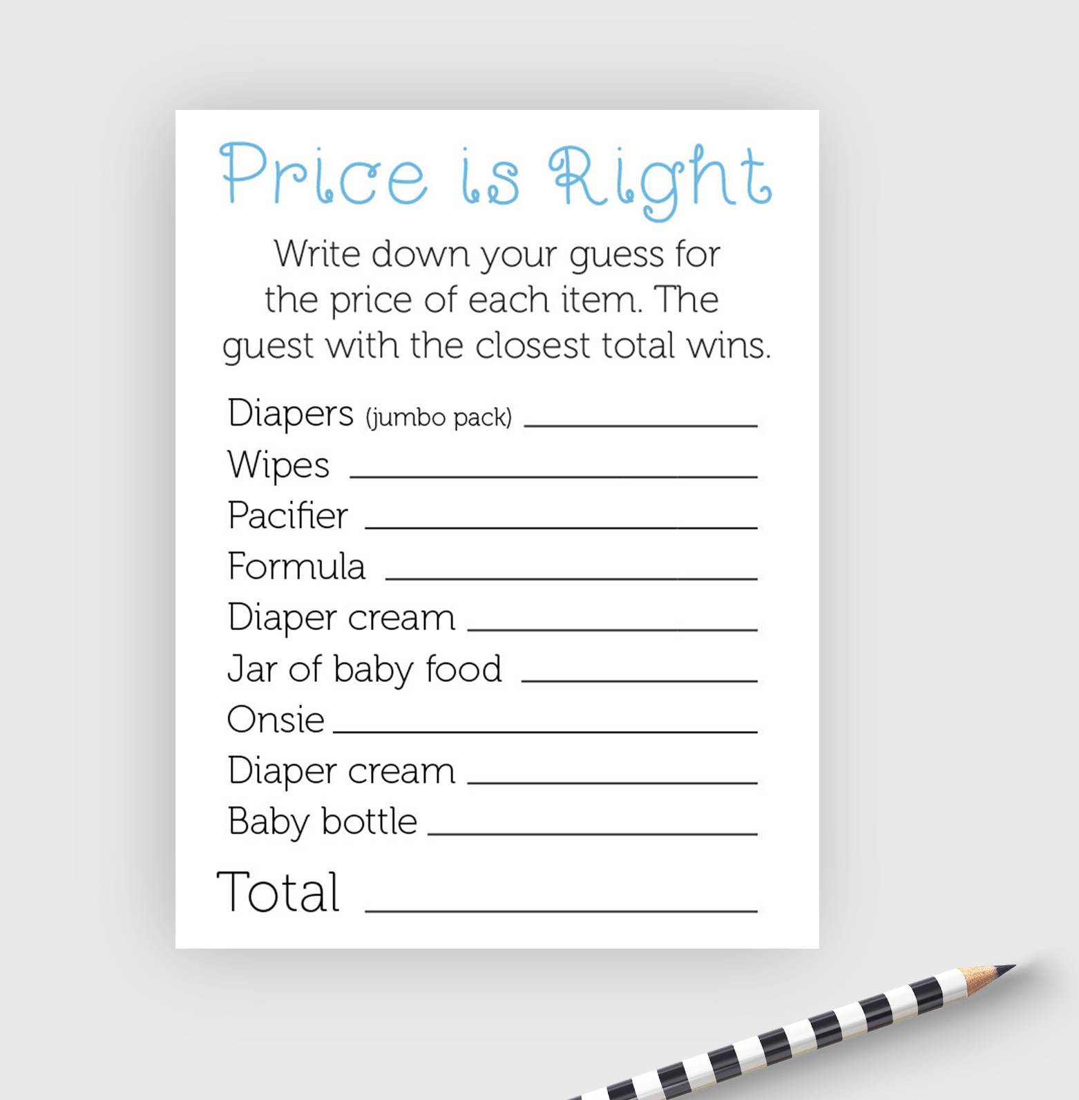 Boy Baby Shower Game Price Is Right Digital Download Crafting With My Chis