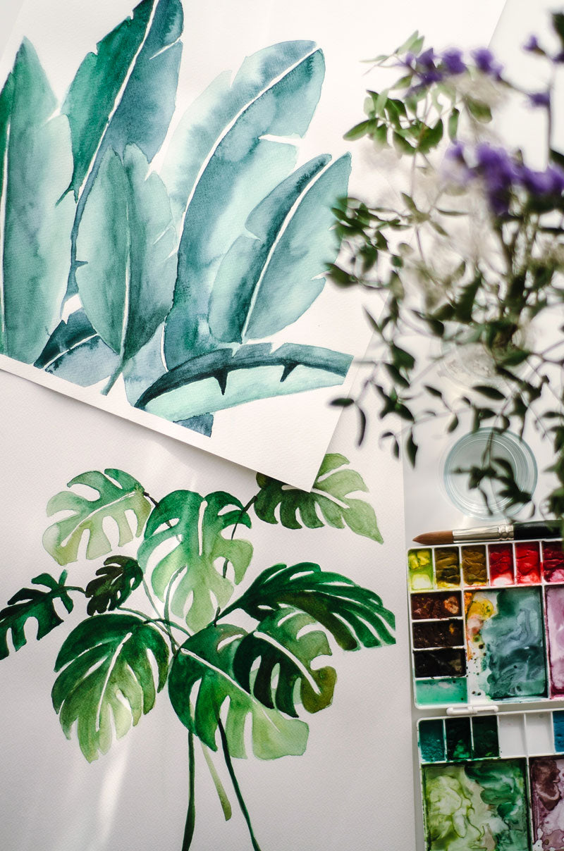 botanical watercolor paintings Flavia Bernardes Art